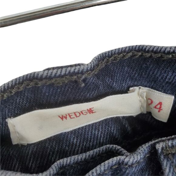 LEVIS Wedgie Distressed Denim Jeans Wild Bunch Black High Rise Premium Vtg Wash - Picture 6 of 11